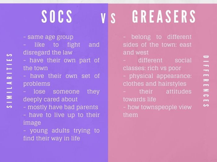 How are greasers and socs different