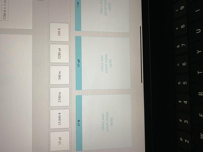 Drag the measurements to the containers to show equal length.